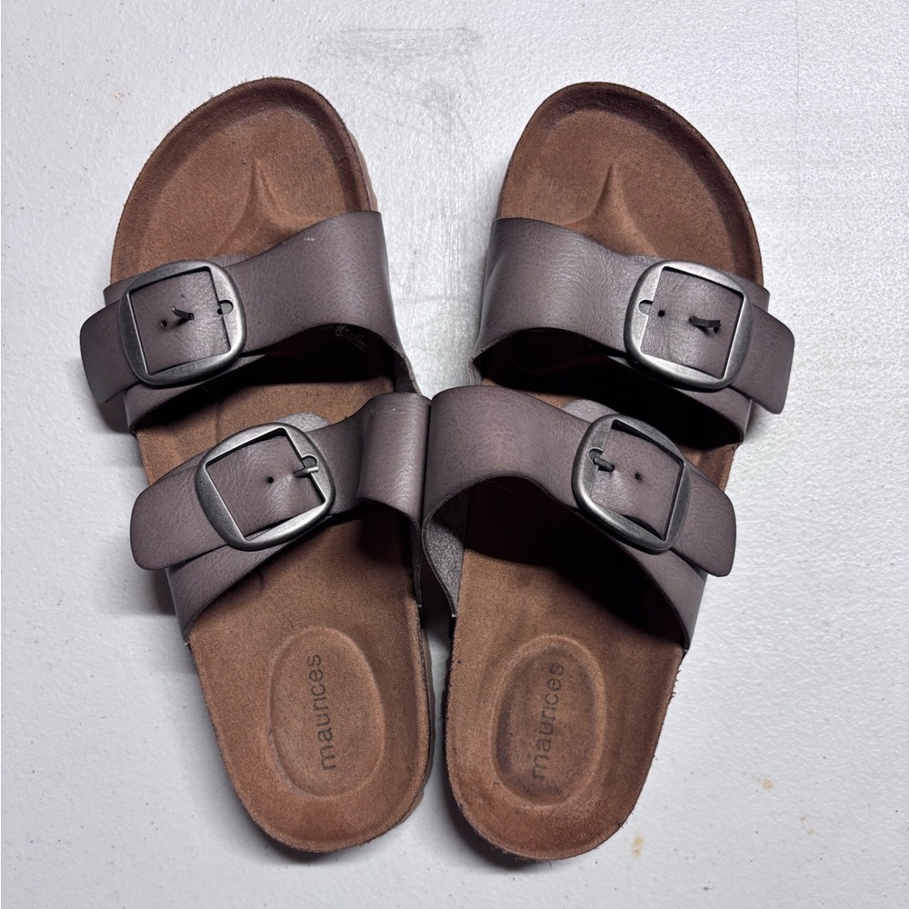 Maurices Taupe Double Buckle Sandals